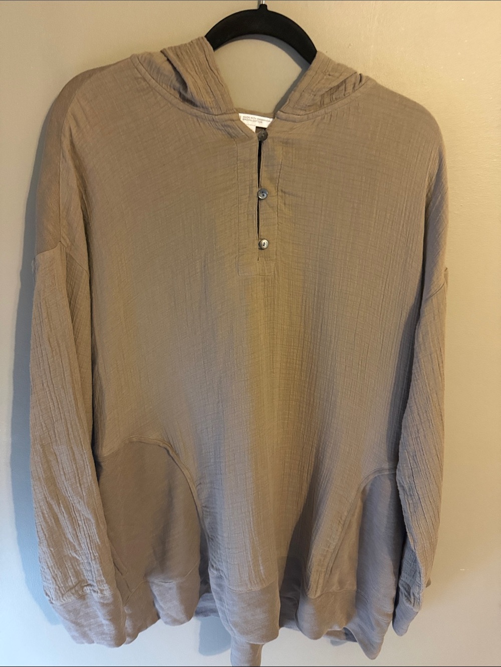 Pure Jill Texture Hoodie. Taupe. Size XL Tall. Cotton